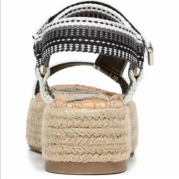 Sam Edelman Artica Woven Flatform Wedge Platform Espadrilles Sandal BLACK WHITE - Picture 11 of 16